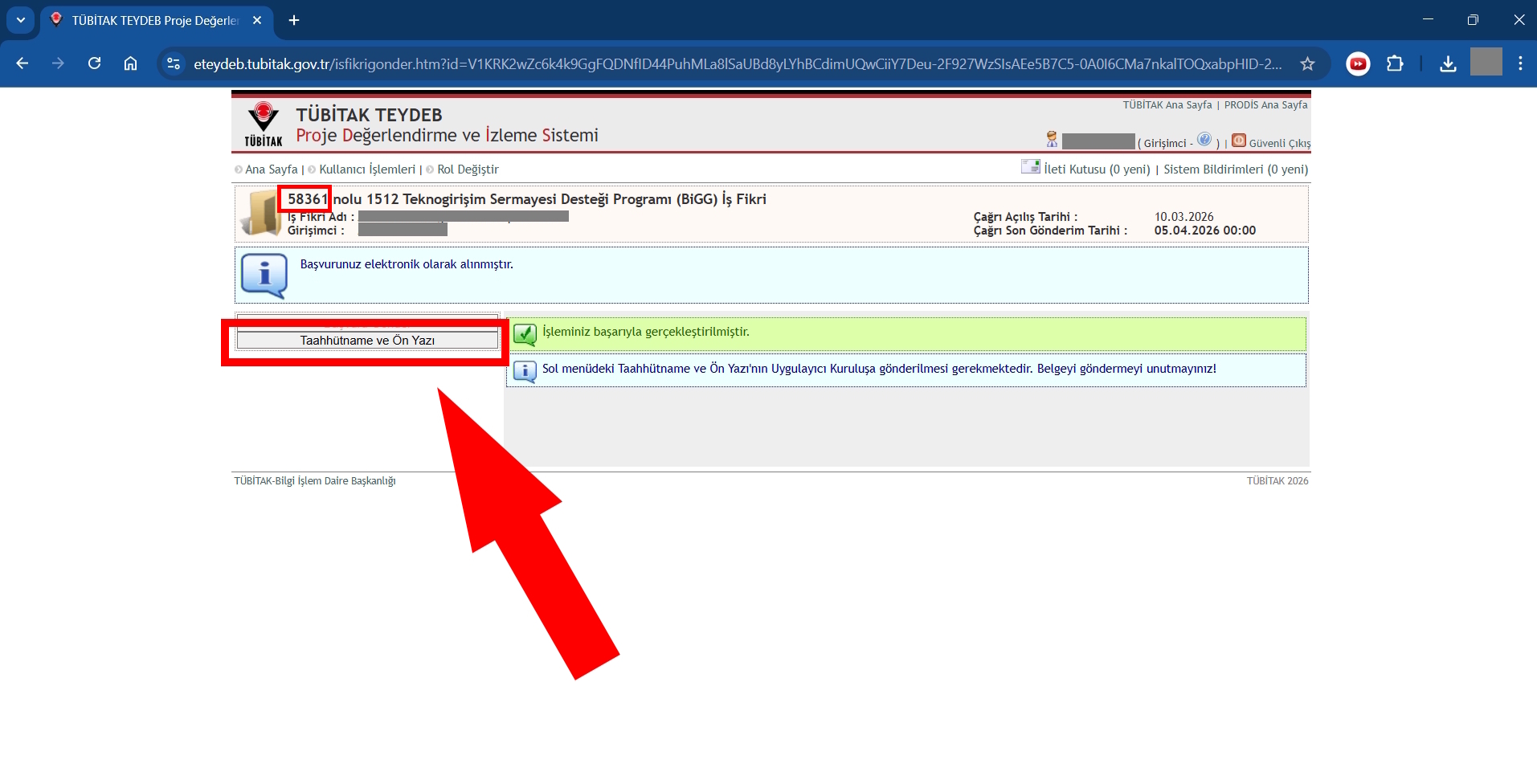 Başvuru Numarası ve Taahhütname İndirme