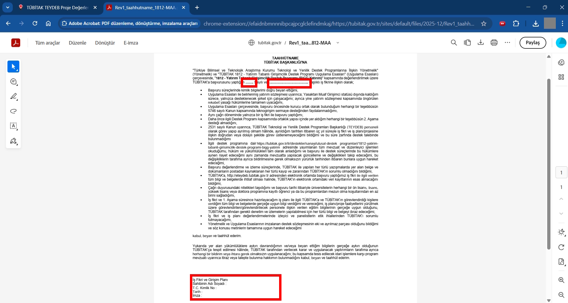 Kargo Bilgileri ve Taahhütname